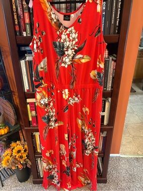 Red Floral Jumpsuit by Bumblebella by Jill Martin